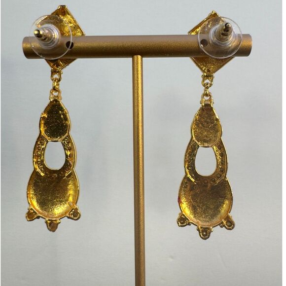 Beautiful Rhinestone and Enamel Dangle Earrings - Picture 3 of 6